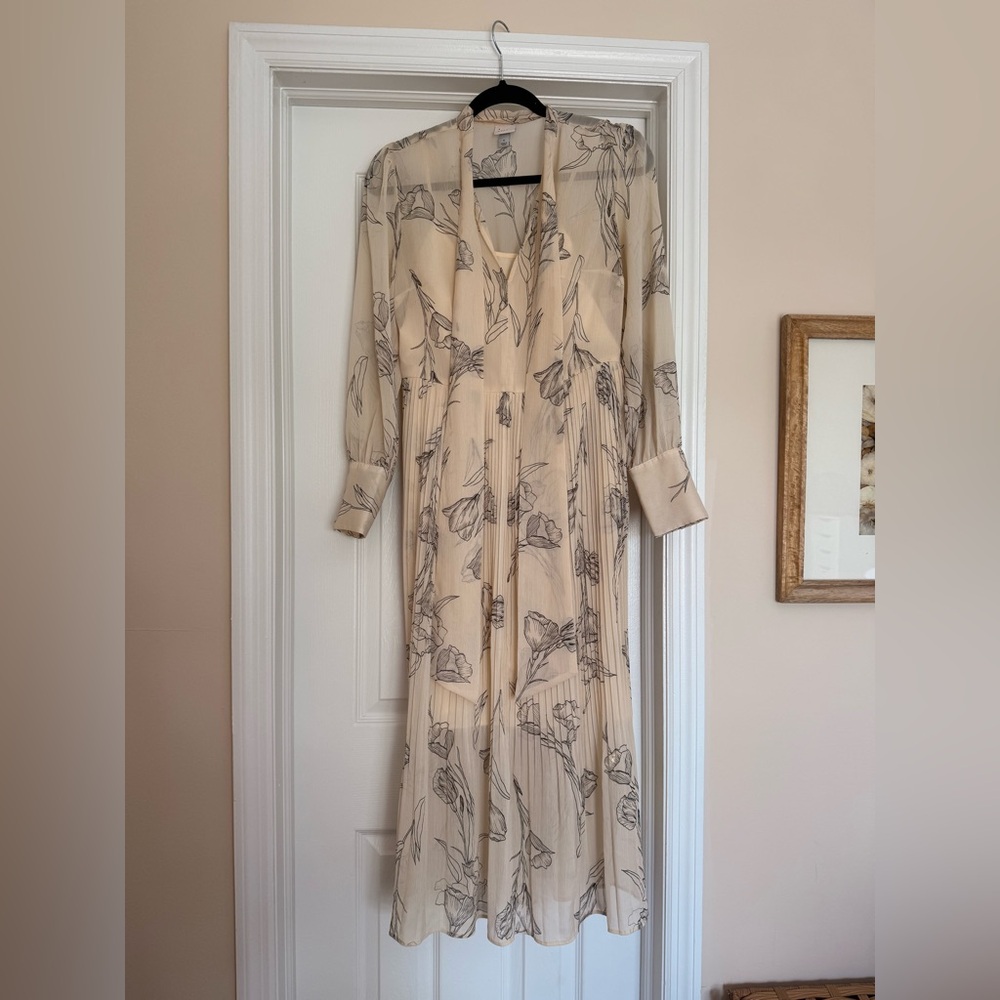 Elegant Cream Floral Dress